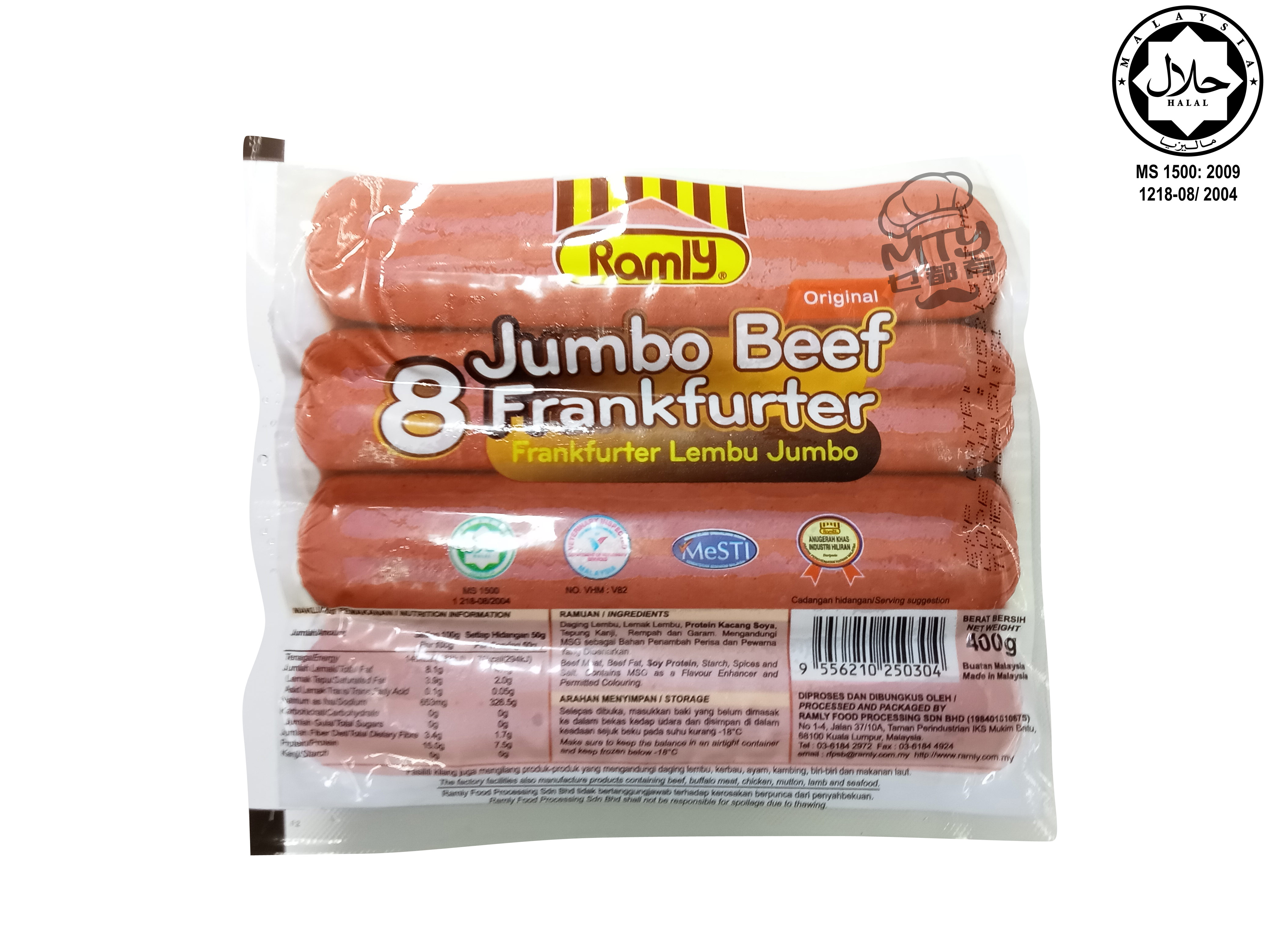 RAMLY Jumbo (8pcs) Beef Frankfurter 400g