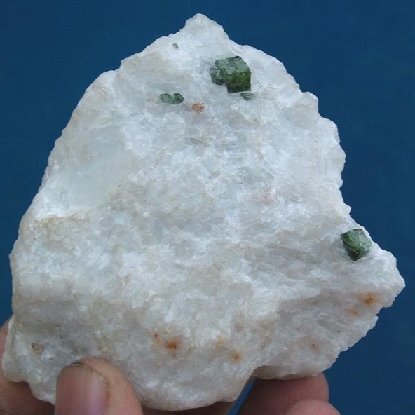 Rare green chrome Diopsite (CaMgSi2O6) cluster in white marble - 432g