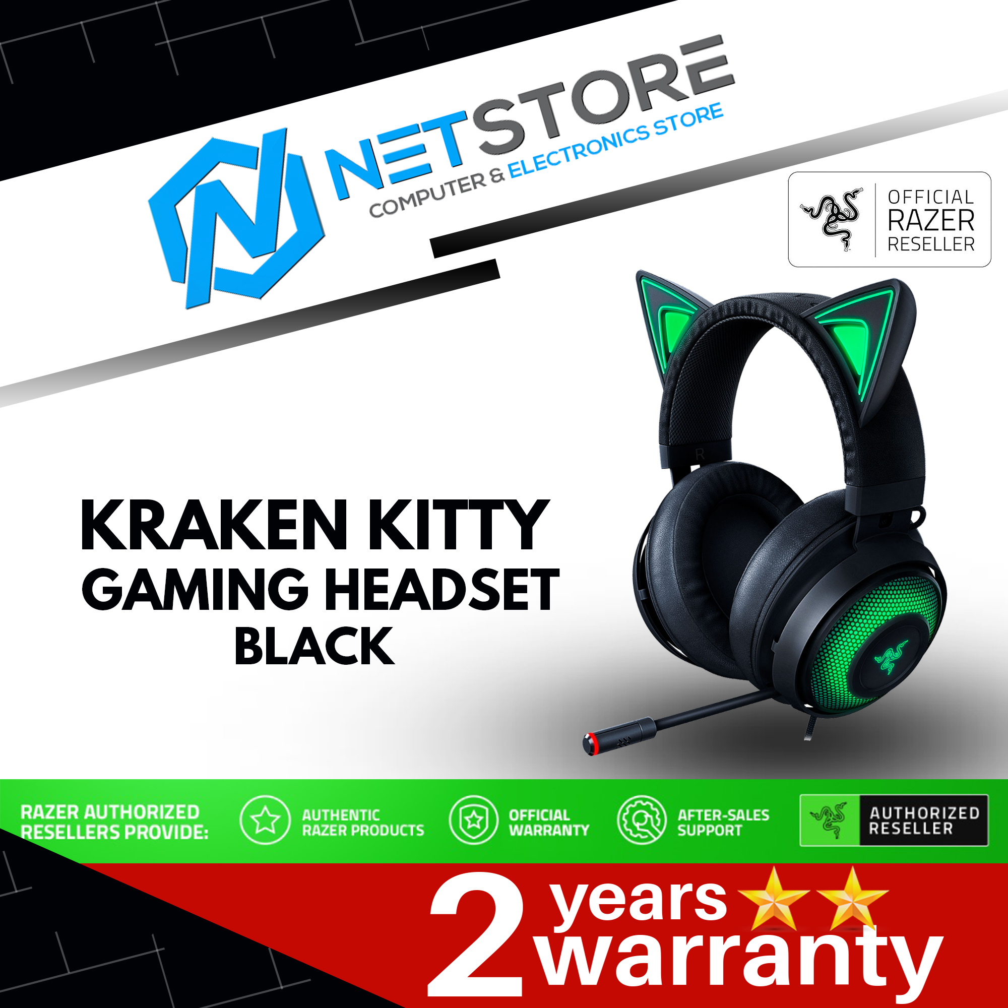 Razer Kraken Kitty Edition Chroma USB Gaming Headset - Black