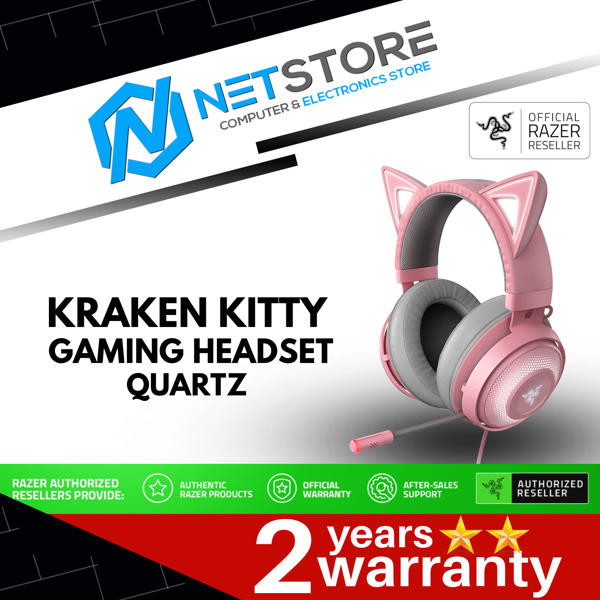 Razer Kraken Kitty Edition Chroma USB Gaming Headset - Quartz