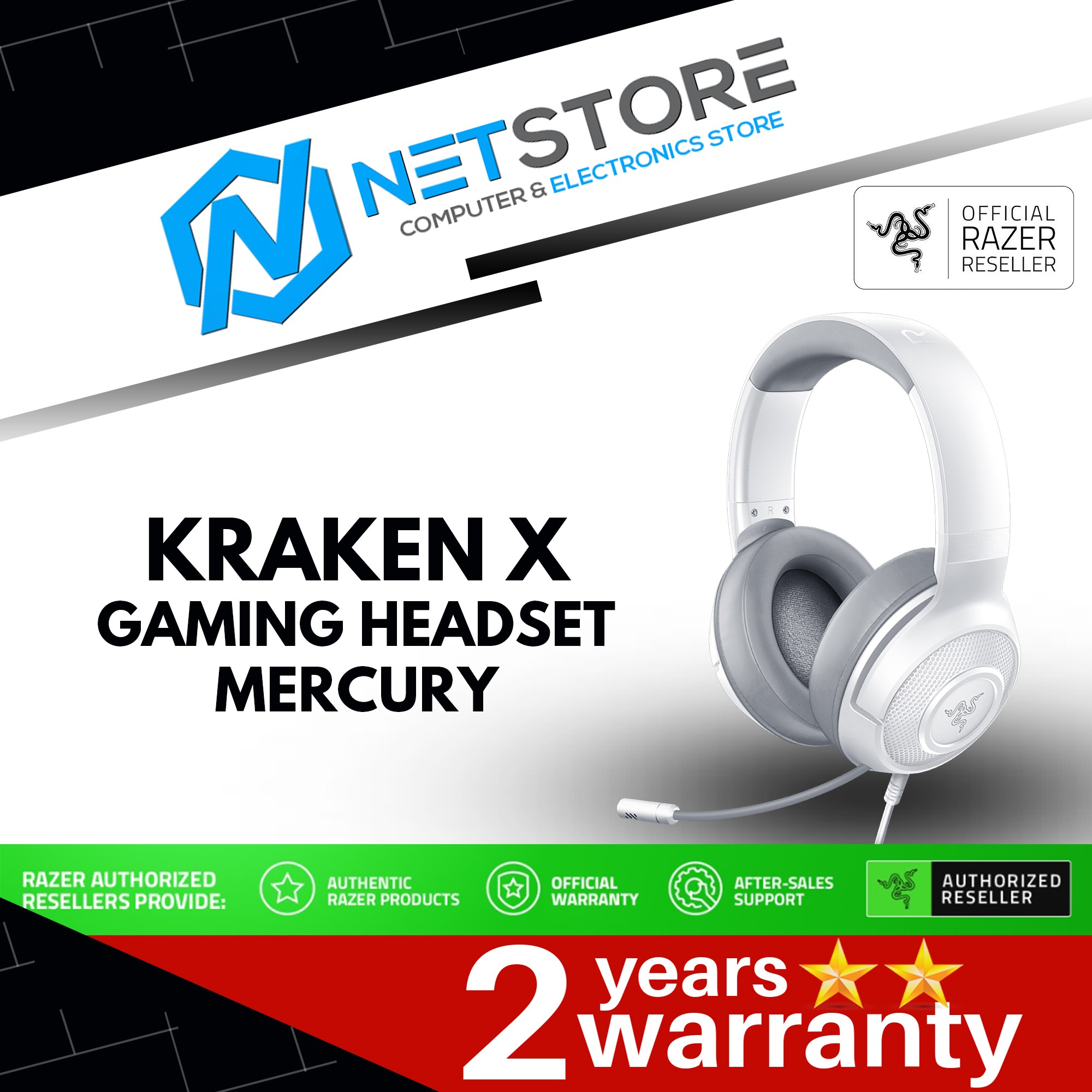 Razer Kraken X Sound Gaming Headset (Mercury) RZ04-02890300-R3M1