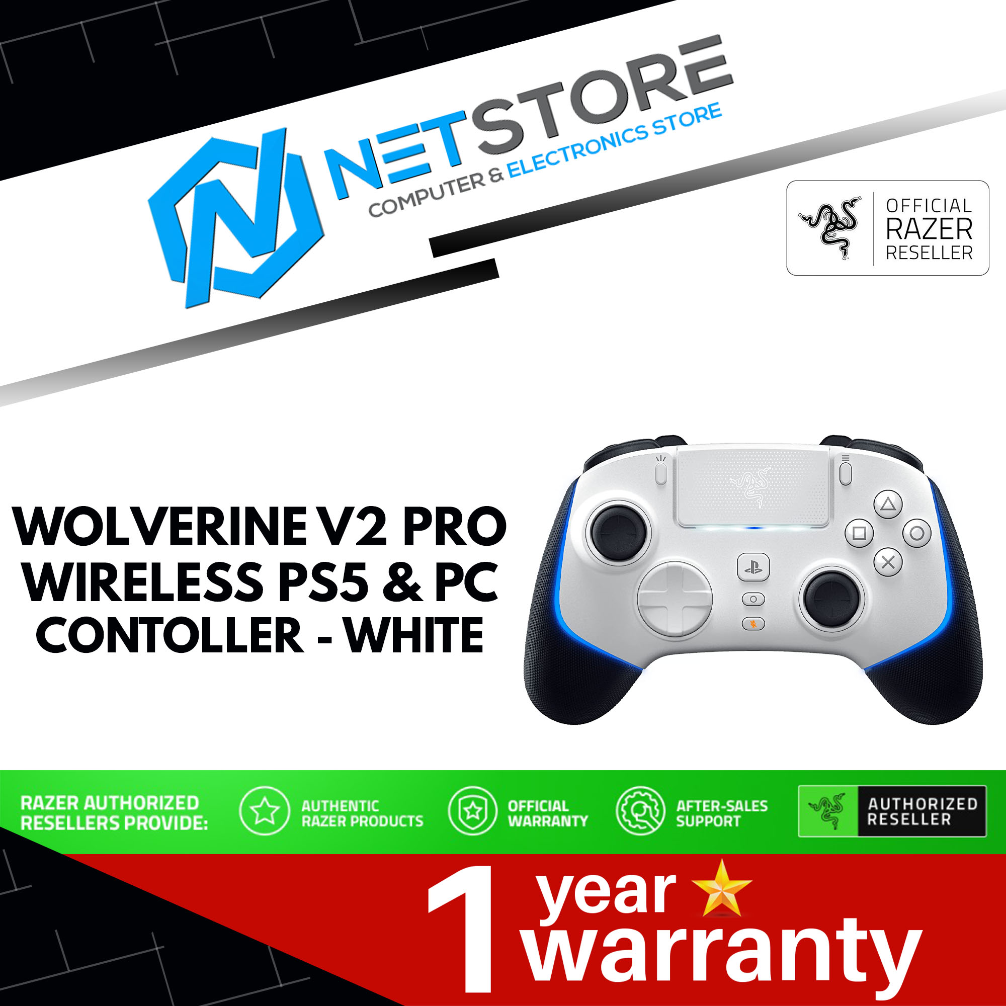 RAZER WOLVERINE V2 PRO WIRELESS PS5 &amp; PC CONTOLLER - WHITE
