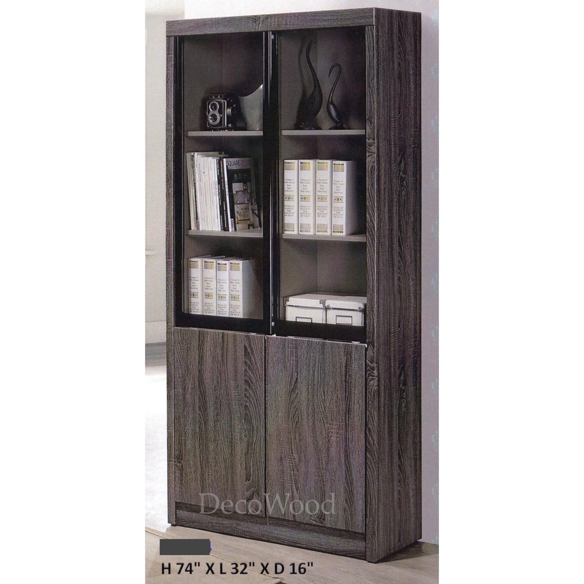 Ready Fixed 2 Door 2 Half Feet Sliding Glass Door Book Case