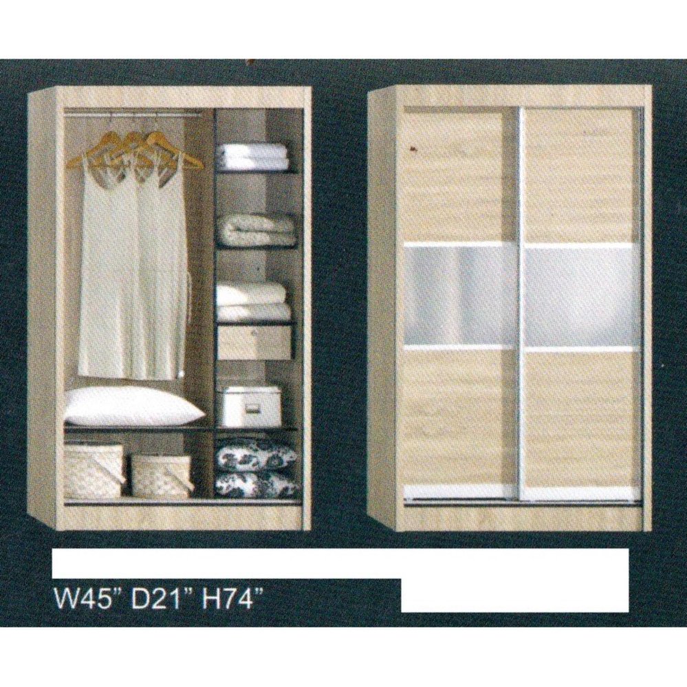 Ready Fixed 4 Feet Glass Sliding Door Wardrobe Clothing Cabinet