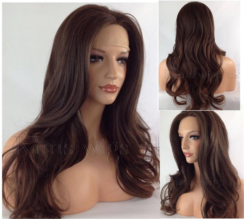 READY STOCK 24INCHES DARK BROWN LONG WAVY FRONT LACE WIG