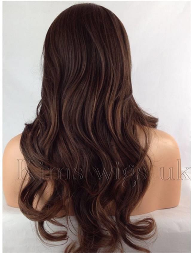READY STOCK 24INCHES DARK BROWN LONG WAVY FRONT LACE WIG