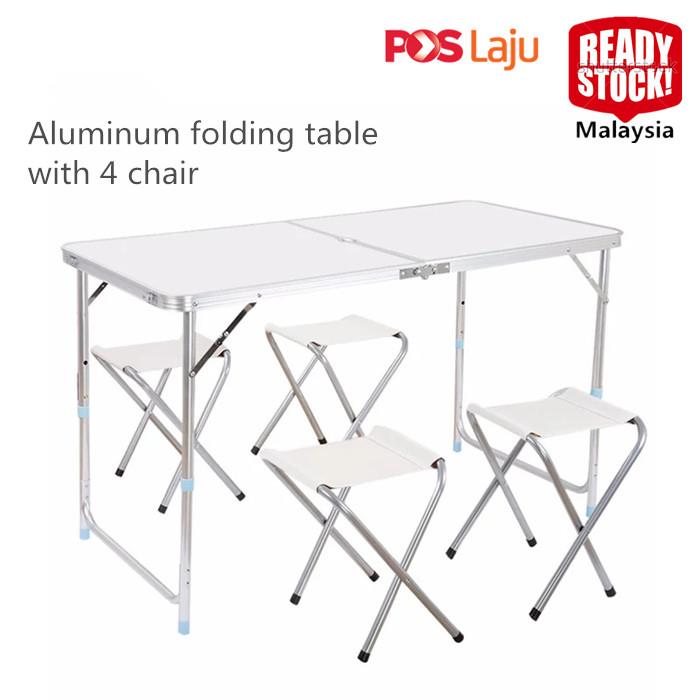 Ready Stock Aluminum Folding Table With Chair Dining Picnic Camping Bb