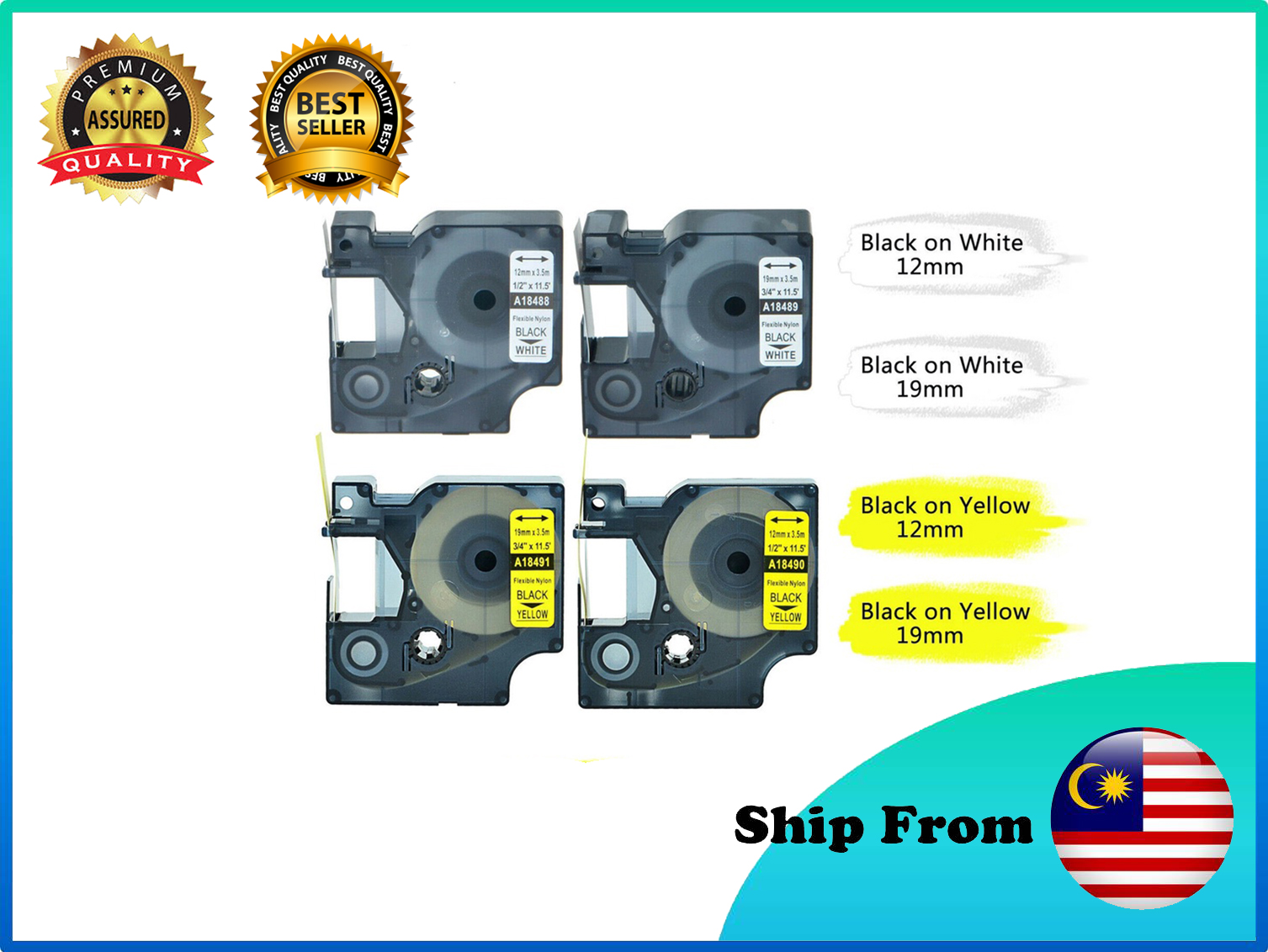[ READY STOCK ] DYMO Compatible Rhino Industrial IND Nylon Label Tape