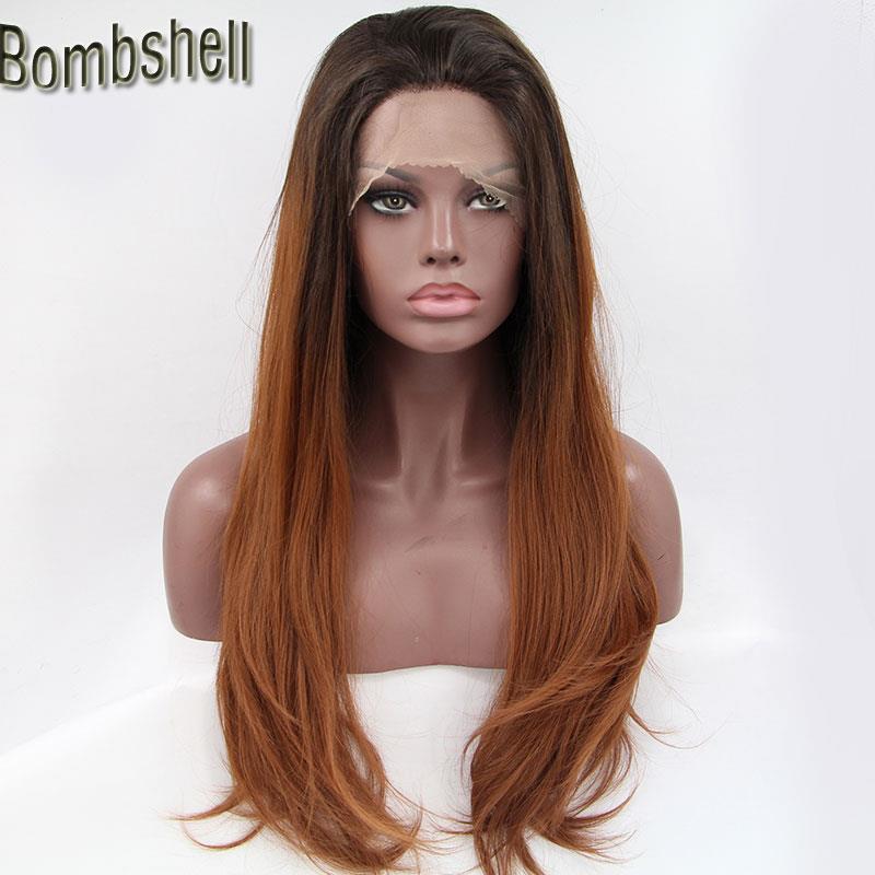 READY STOCK front lace wig brown ombre wavy hair wig 26 inches