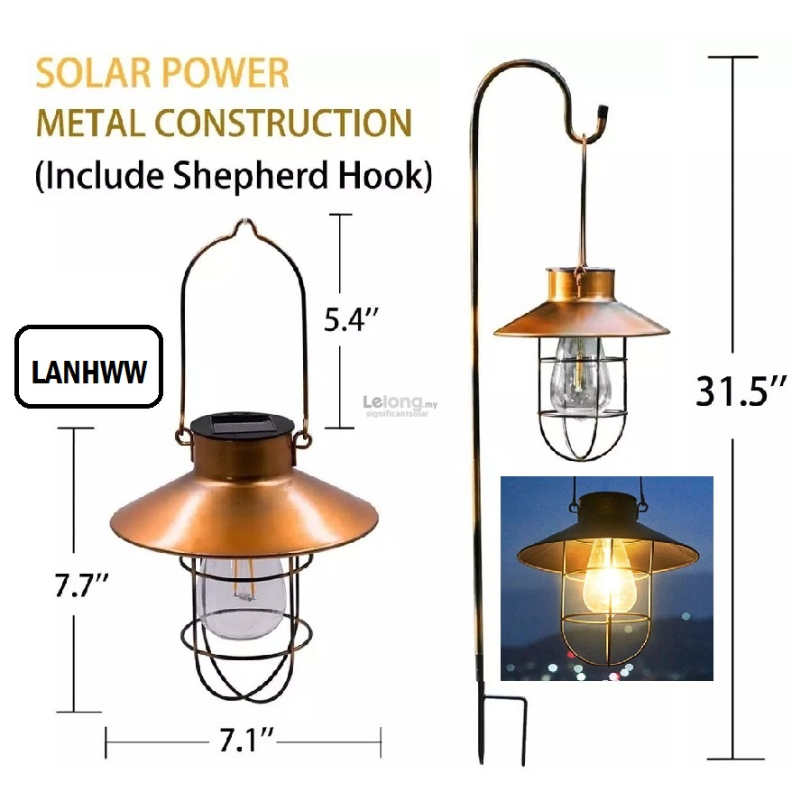 &#128073; READY STOCK &#128073;&#127474;&#127486; Hanging Solar Led Light Lantern Shepherd Hook