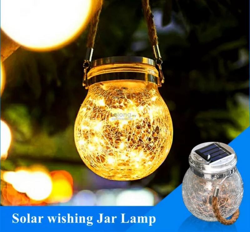 &#128073; READY STOCK &#128073;&#127474;&#127486; Solar Lamp Crack Design Glass Hang Lawn Ball