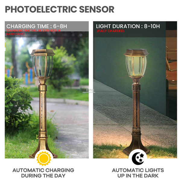 &#128073; READY STOCK &#128073;&#127474;&#127486; Solar Power Abs Light Post Lawn Outdoor Vintage