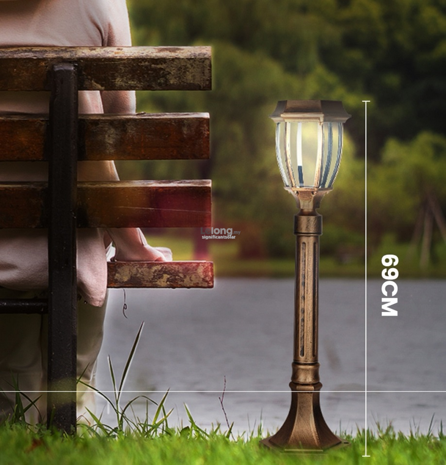 &#128073; READY STOCK &#128073;&#127474;&#127486; Solar Power Abs Light Post Lawn Outdoor Vintage