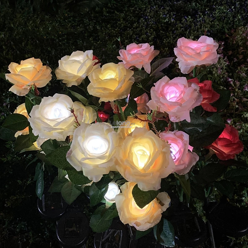&#128073; READY STOCK &#128073;&#127474;&#127486; Solar Power Flower Rose Garden Landscape Lawn