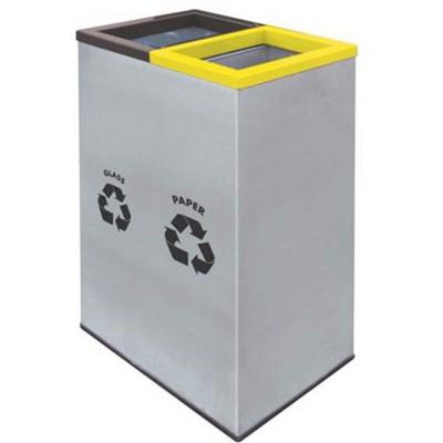 Rectangular 2 In 1 Recycle Bin SS Body Powder Coating Cover 