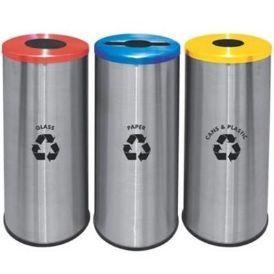 Round Recycle Bins 3 in 1 c/w S/S Body & Mild Steel Cover 295Diax760H