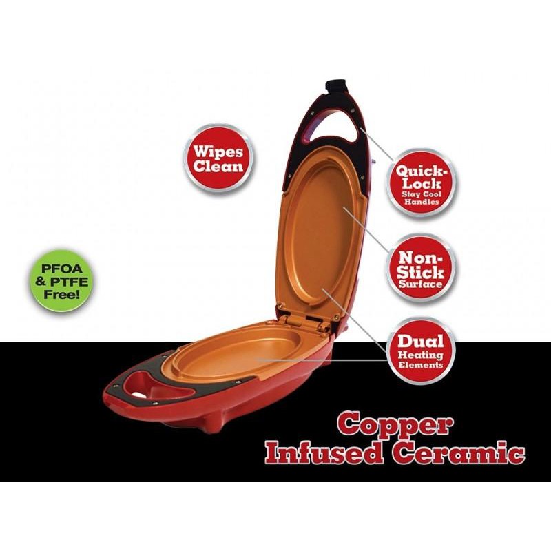 Red Copper 5 Minute Chef NonStick Electric Meal Maker Cooker