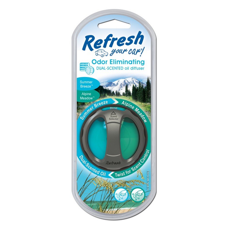 REFRESH YOUR CAR - SUMMER BREEZE  &amp; ALPINE MEADOW DUAL DIFFUSER