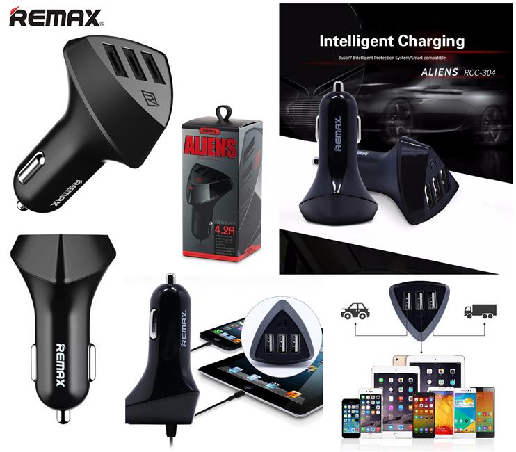 REMAX Alien RCC304 SMART 4.2A 3 USB Port In Car Charger Adapter *1YR