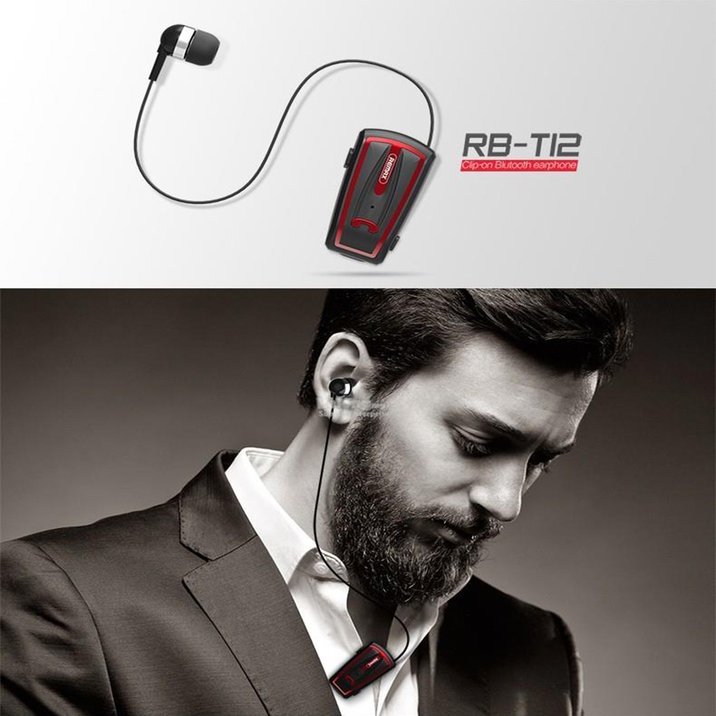 Remax RB-T12 CSR Bluetooth v4.0 Clip On Retractable Bluetooth Wireless Headset