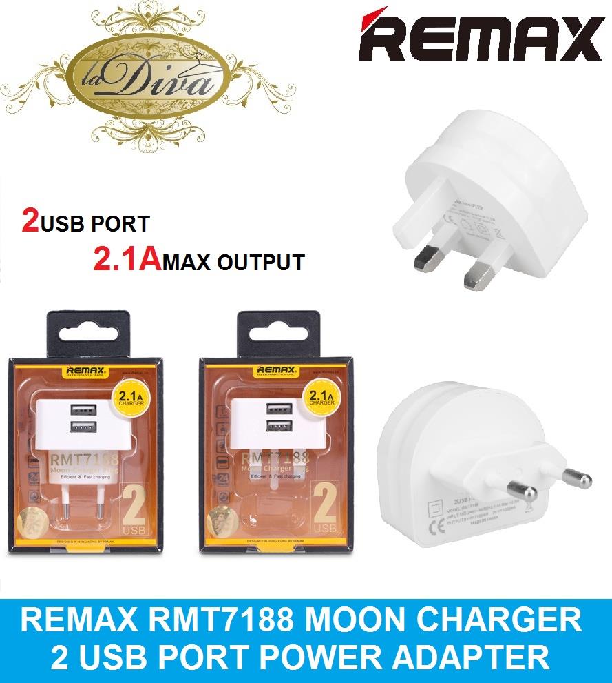 REMAX RMT7188 MOON SERIES 2 USB PORT HOME CHARGER W/ 2.1A (RMT7188)