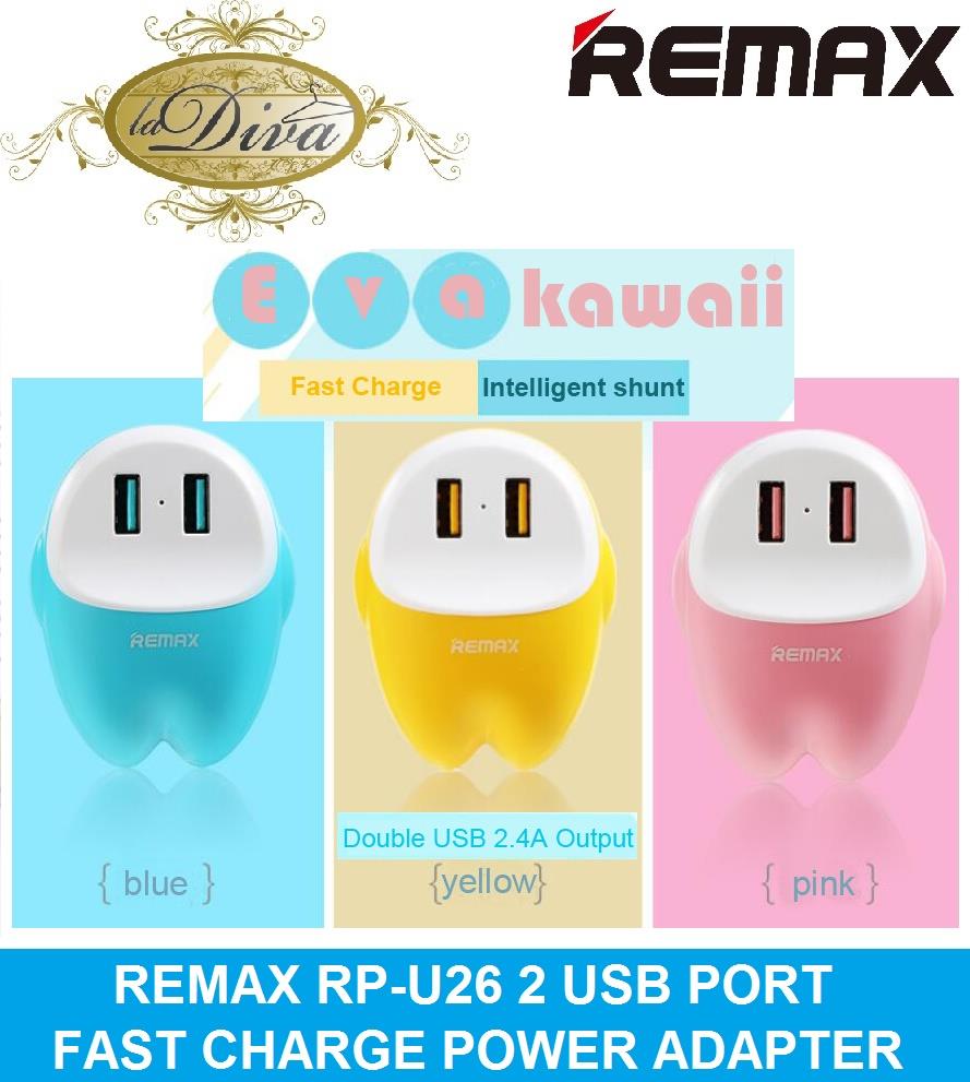 REMAX RP-U26 EVA SERIES 2 USB PORT CHARGER W/ 2.4A OUT PUT (RM-RPU26)