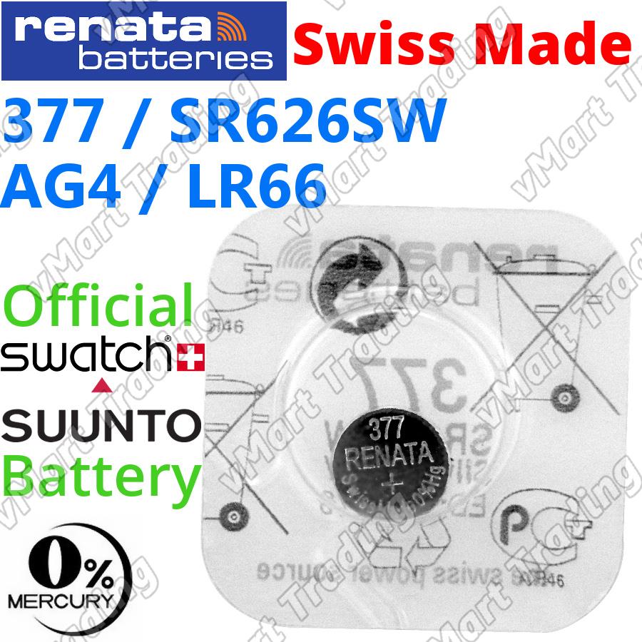 RENATA 377 SR626SW AG4 LR66 Silver Oxide Battery (Low Drain)