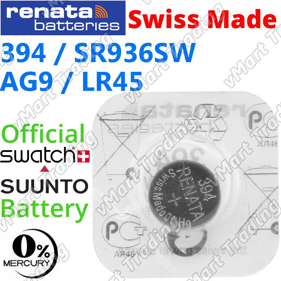 RENATA 394 SR936SW AG9 LR45 Silver Oxide Battery (Low Drain)