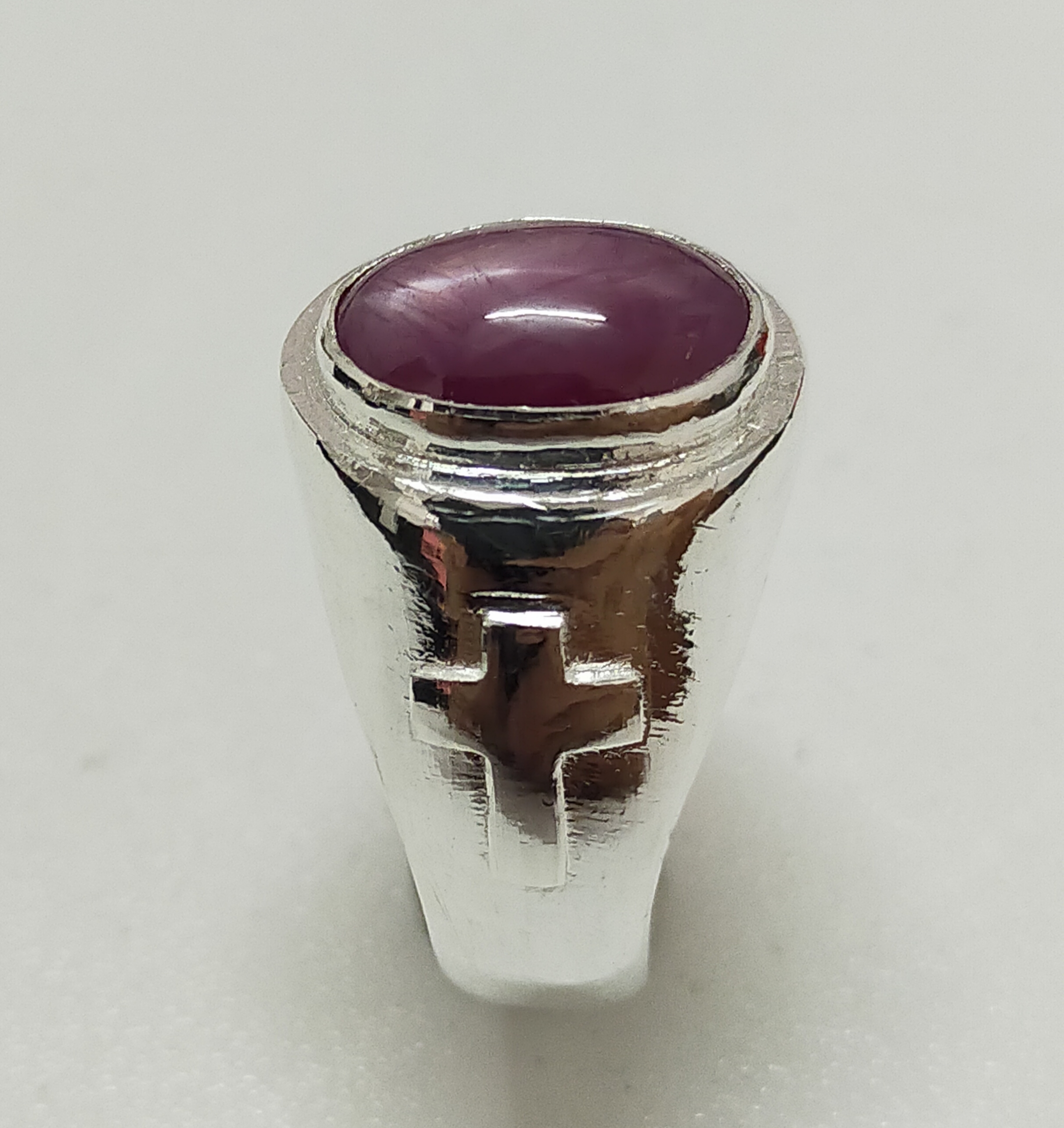 Respectfully 6.7Ct Vietnam Star Ruby Set in Solid Silver Bishop Ring