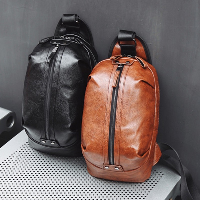 Retro Style Leather Chest Beg Sling New Fashion Crossbody Bag Wallet Men Premi
