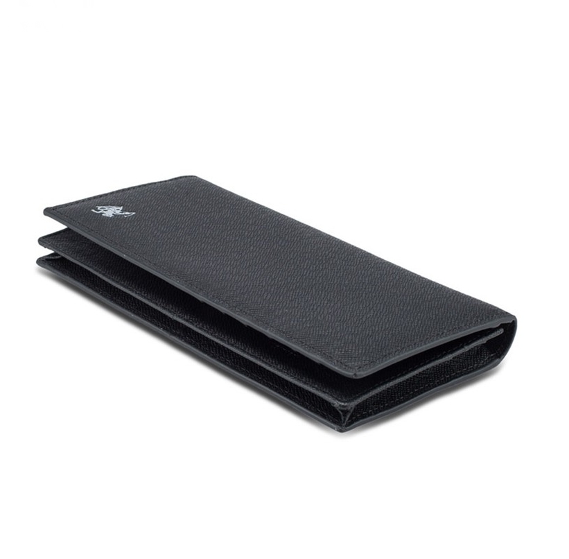 RFID Blocking Bi-Fold Leather Long Wallet - Black SW 132-1
