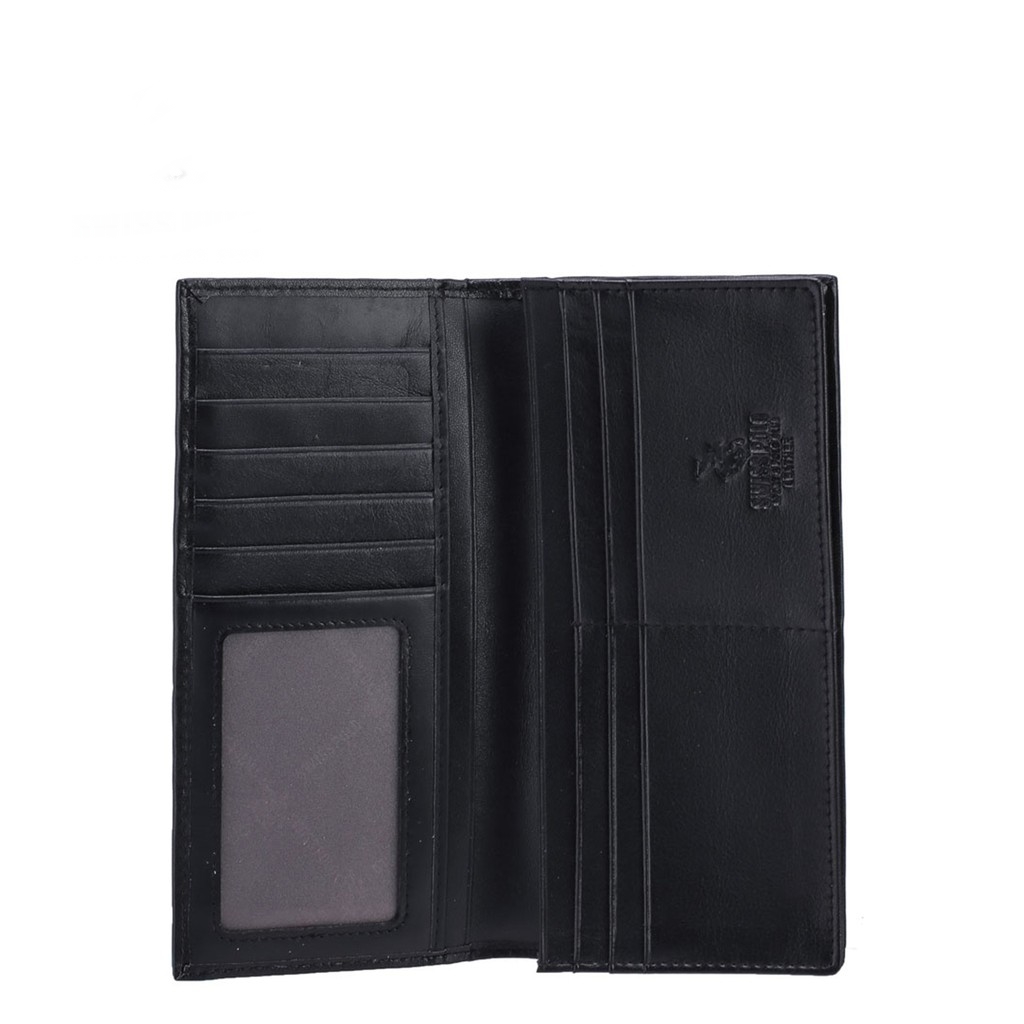 RFID Blocking Bi-Fold Leather Long Wallet - Brown