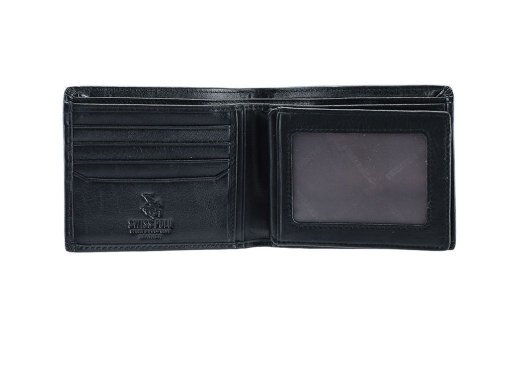 RFID Blocking Bi-Fold Leather Wallet - Black SW 116-2