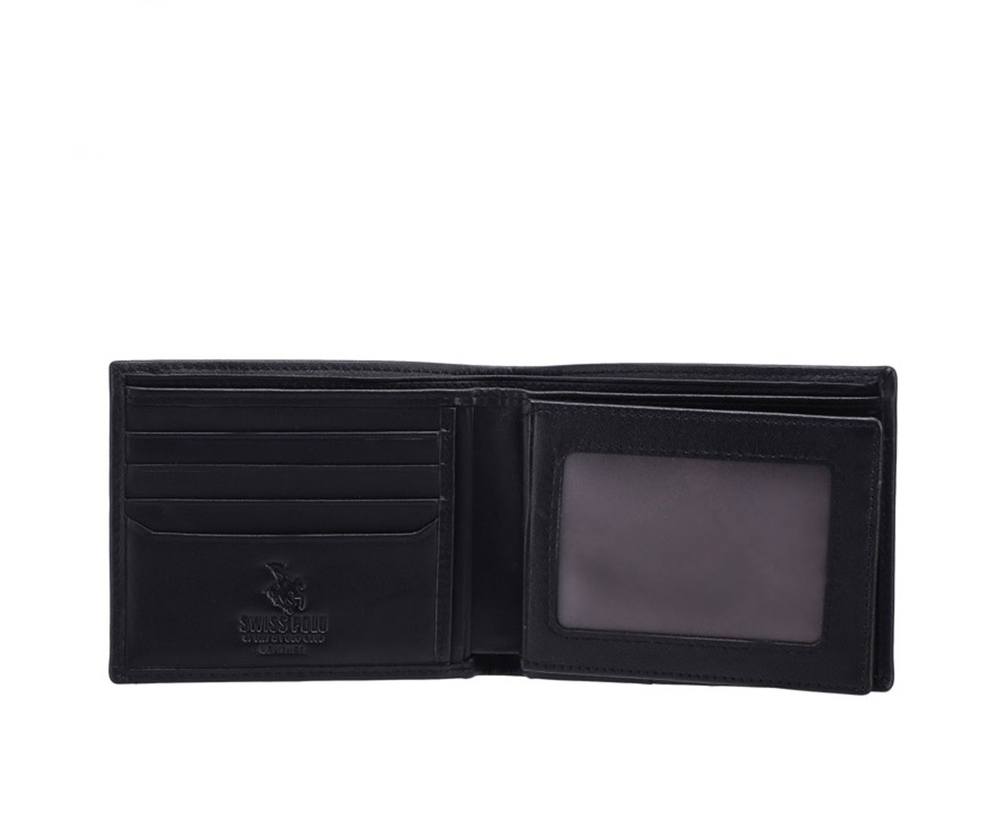 RFID Blocking Bi-Fold Leather Wallet - Black SW 121-2