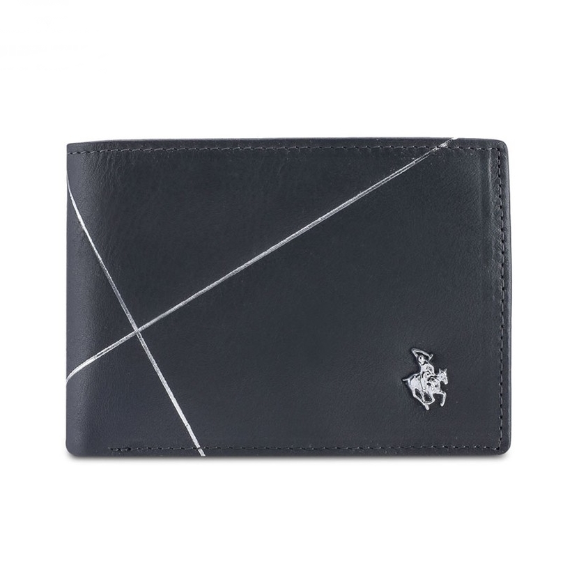 RFID Blocking Bi-Fold Leather Wallet - Grey