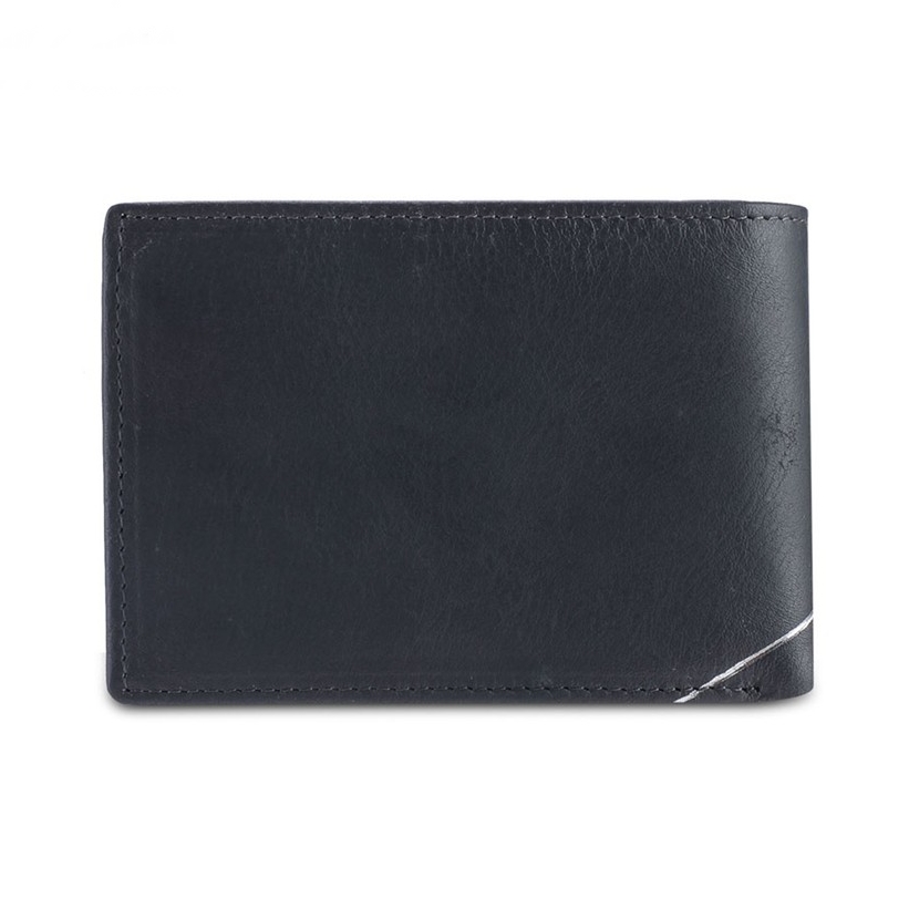 RFID Blocking Bi-Fold Leather Wallet - Grey