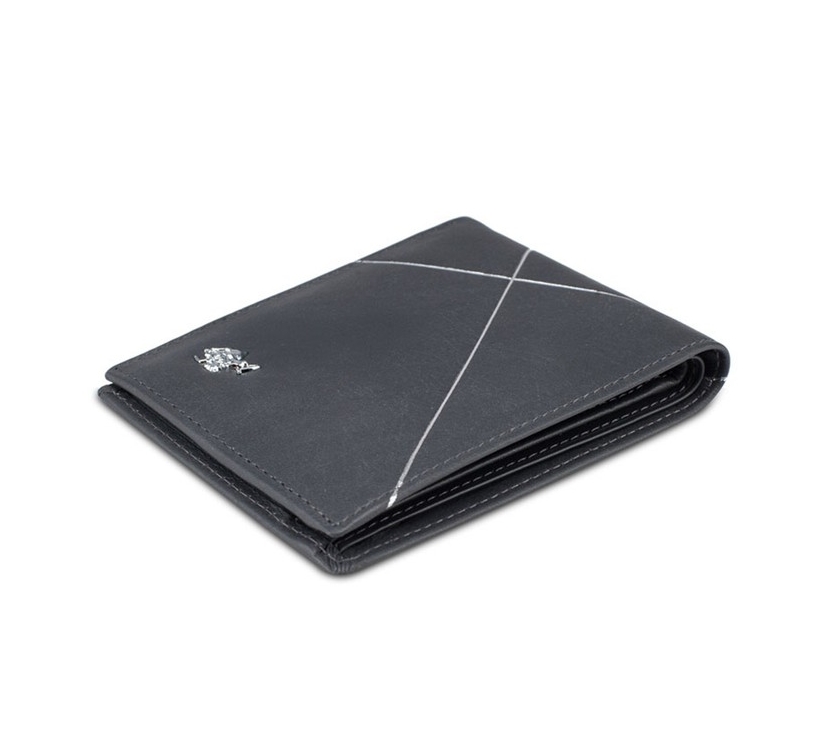 RFID Blocking Bi-Fold Leather Wallet - Grey SW 122-4