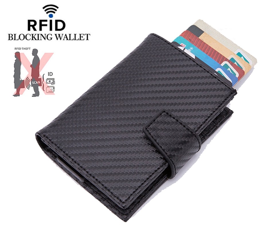 RFID Blocking Wallet Leather Credit Card Holder for Men and Women Security Tra