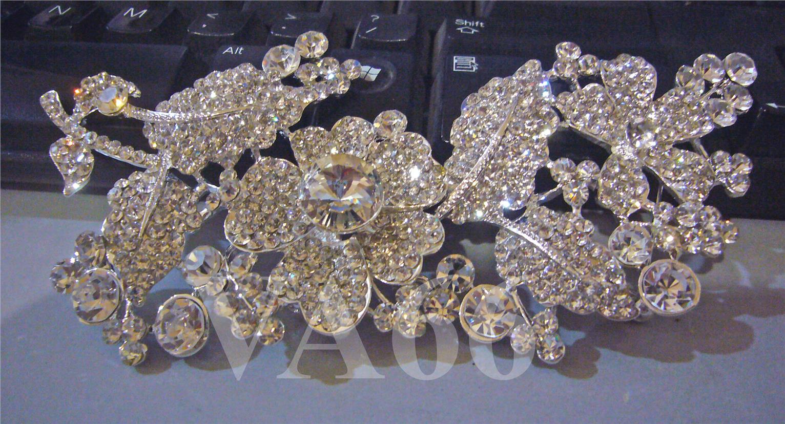 Rhinestone Diamond Brooch Silver Crystal Pin Jewellery Kerongsang