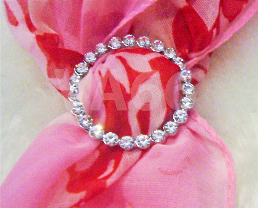 Rhinestone Scarf Ring Silver White Stones Round Buckle Scarves Tudung