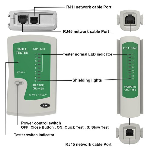 RJ45 RJ11 RJ12 Cat5 Cat6 LAN Cable Tester Handheld Network Tester