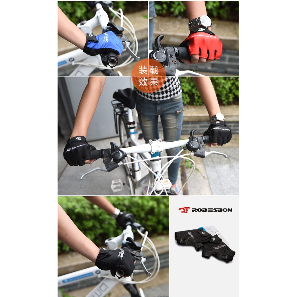 ROBESBON Half Finger Cycling Glove Bike Bicycle Gym Protection Sport Gloves