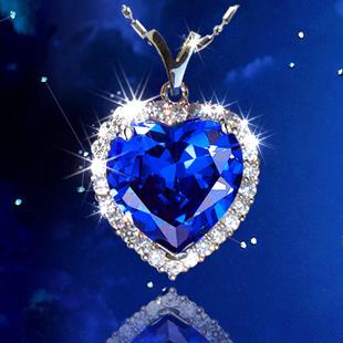 SALES Crystal Titanic Ocean Blue Heart-shaped Necklace