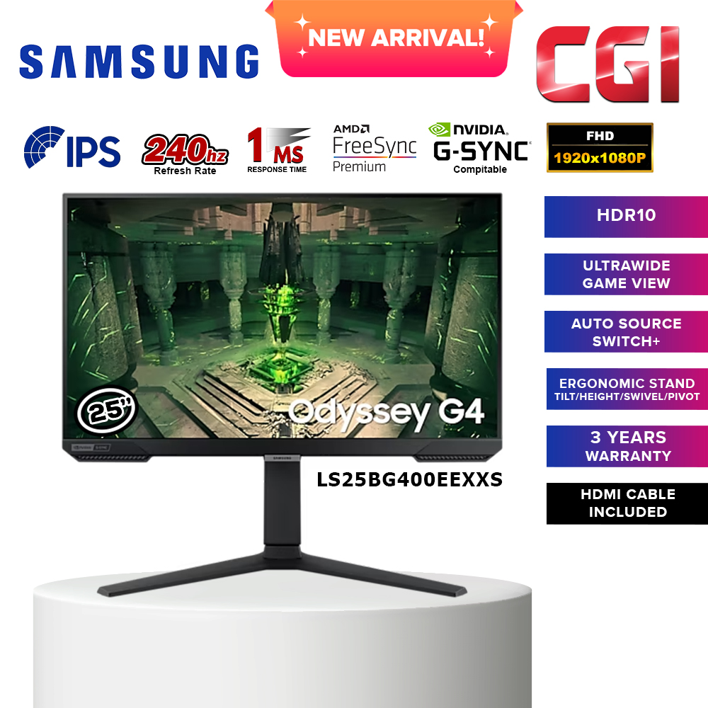Samsung 25&quot; LS25BG400EEXXS Odyssey G4 FHD 240Hz 1ms G-Sync IPS Monitor