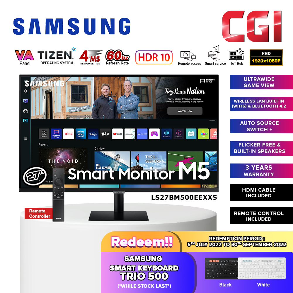 Samsung 27&quot; M5 LS27BM500EEXXS HDR10 Smart Monitor