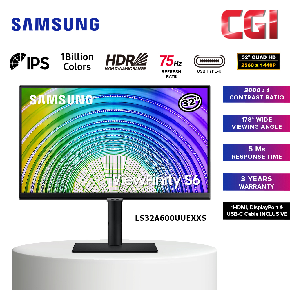 Samsung 32&quot; LS32A600UUEXXS 5ms 75Hz ViewFinity QHD Type-C Monitor