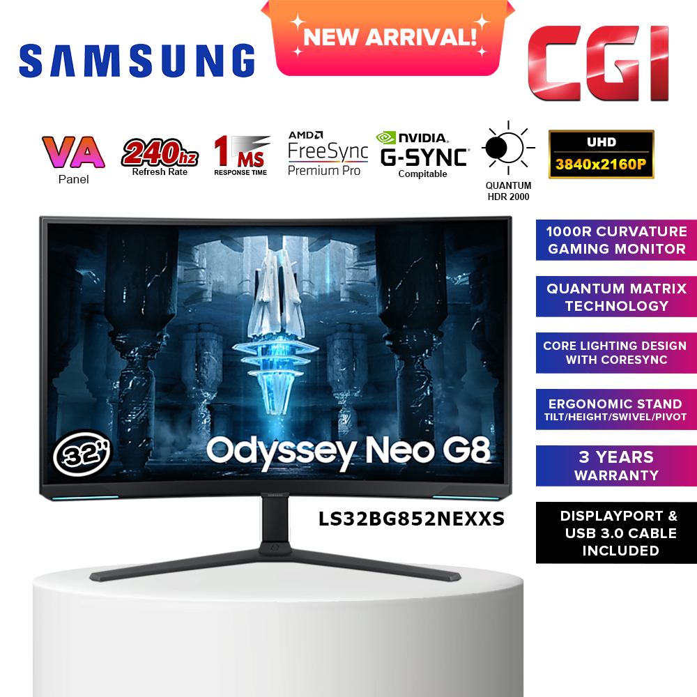 Samsung 32&quot; Odyssey Neo G8 LS32BG852NEXXS 4K UHD 240Hz Gaming Monitor