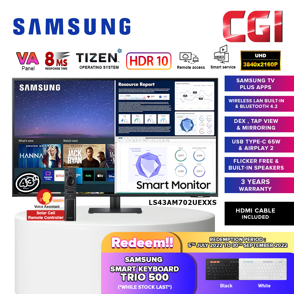 Samsung 43&quot; M7 LS43AM702UEXXS VA UHD 8ms 60Hz Smart Monitor