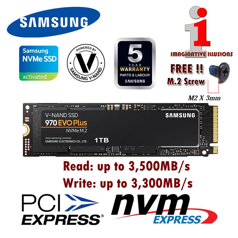 Samsung 970 EVO Plus 1TB M.2 2280 SSD PCIe NVMe + FREE M.2 Screw