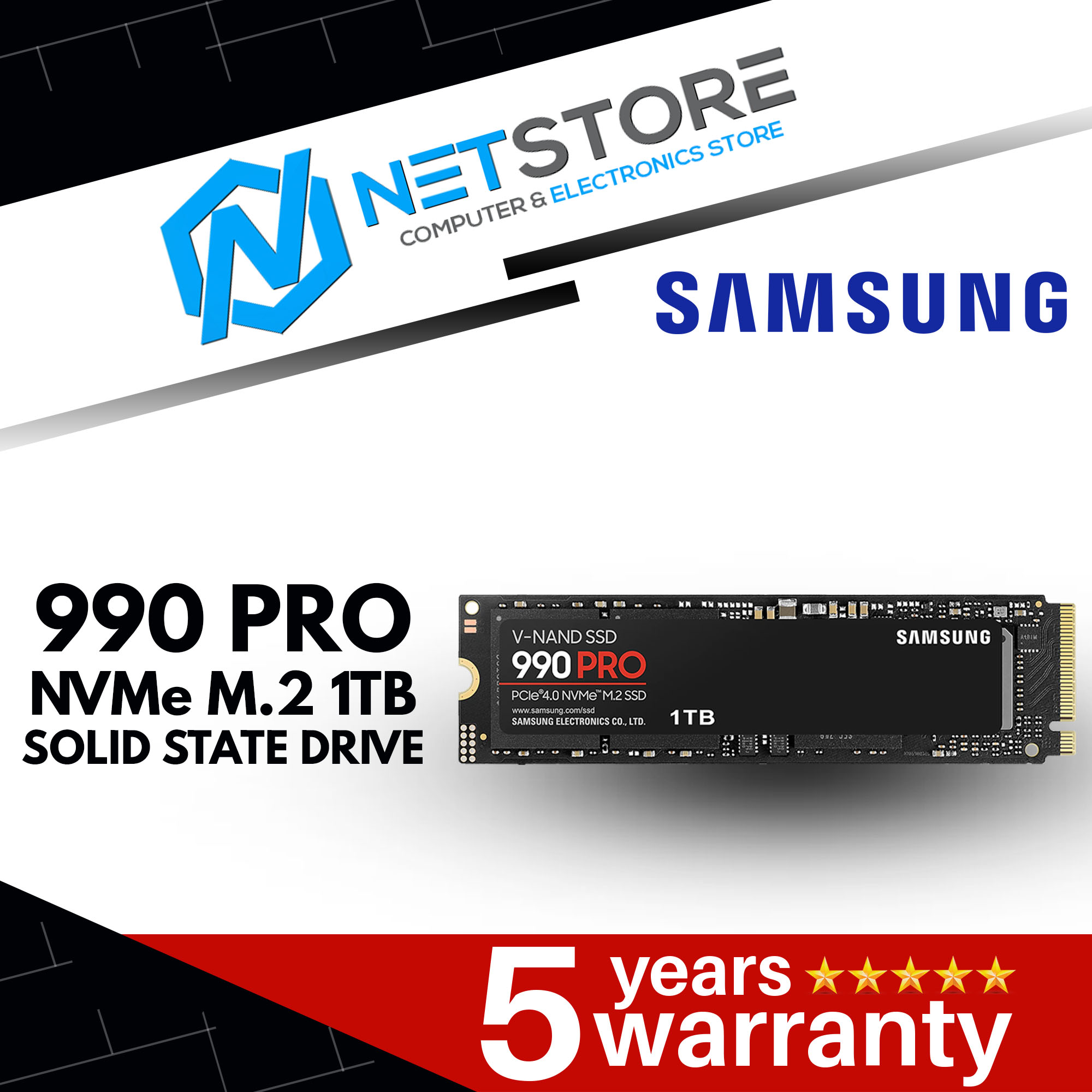 SAMSUNG 990 PRO NVMe M.2 1TB SOLID STATE DRIVE -  MZ-V9P1T0BW